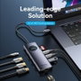 Vention Docking Station TQWHB 10 en 1 con 2xHDMI 4K, 1xDisplayPort, 3xUSB, PD, RJ45 y Lector de Tarjetas - Gris